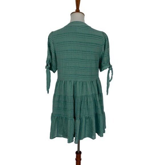 &Merci Women’s Dress Small Blue Boho Short Sleeve Flowy Summer Casual - Picture 4 of 6